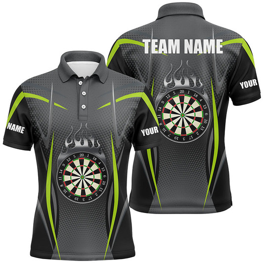 Custom Green Grey Sports Style Mens Darts Polo Shirt Custom Darts Shirt For Men Dart Jerseys
