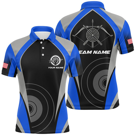 Personalized Blue Archery Jerseys Polo Shirts For Men Best Custom Archery Uniform For Team
