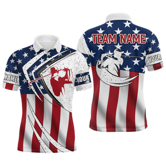 Custom American flag retro Golf Shirts For Men Custom Patriotic Golf Team Jerseys Polo Shirts