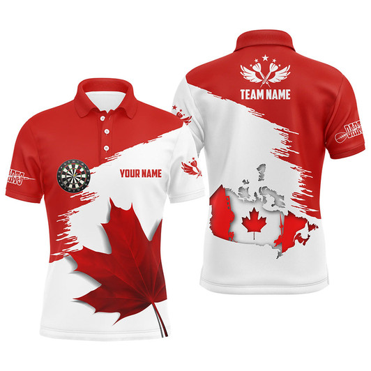 Personalized Canada Leaf Darts Men Polo Shirts Custom Patriotic Canadian Flag Darts Shirts