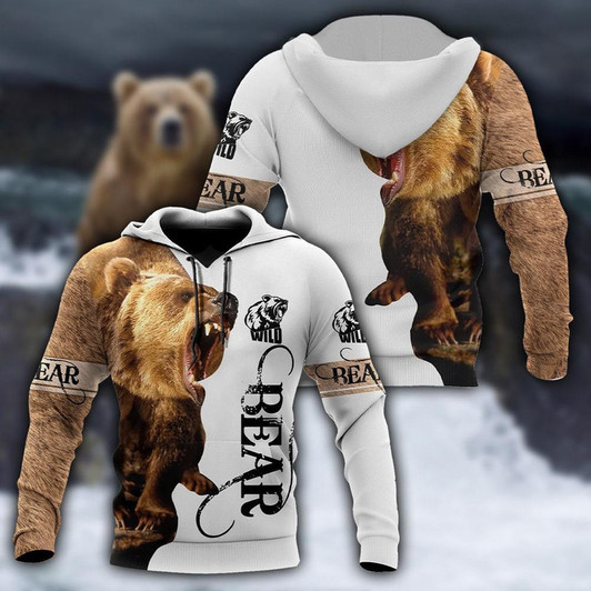 FUNSTUFFPRINT  Over Printed Bear Hoodie 3D Baseball Jacket Hoodie and Zip Hoodie