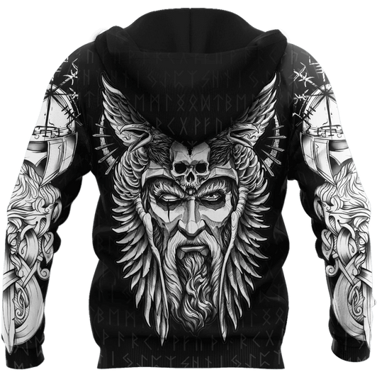 FUNSTUFFPRINT  Odin Viking Warrior  3D Baseball Jacket Hoodie and Zip Hoodie