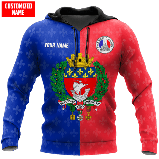 FUNSTUFFPRINT Personalized Name France - Paris  3D Baseball Jacket Hoodie and Zip Hoodie