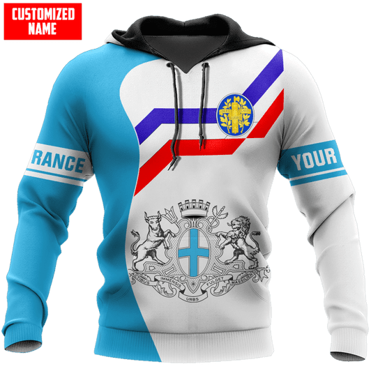 FUNSTUFFPRINT Personalized Name France - Marseille  3D Baseball Jacket Hoodie and Zip Hoodie