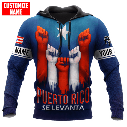 FUNSTUFFPRINT Personalized Puerto Rico Se Levanta Hand Flag Unisex  3D Baseball Jacket Hoodie and Zip Hoodie