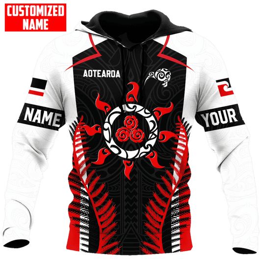 FUNSTUFFPRINT Personalized New Zealand Aotearoa Maori Sun Tattoo Fern Unisex  3D Baseball Jacket Hoodie and Zip Hoodie