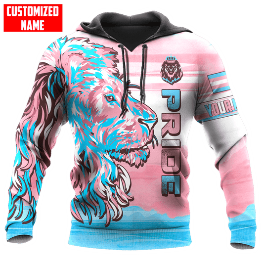 FUNSTUFFPRINT  Personalized LGBT Lion PRIDE Transgender Color 3D Unisex  3D Hoodie and Zip Hoodie