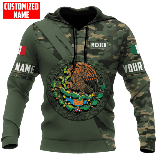 FUNSTUFFPRINT  Customized Name Mexico Army D New All Over Printed  3D Hoodie and Zip Hoodie