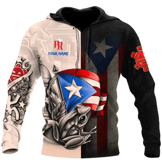 FUNSTUFFPRINT  Personalized Puerto Rico Line  3D Hoodie and Zip Hoodie