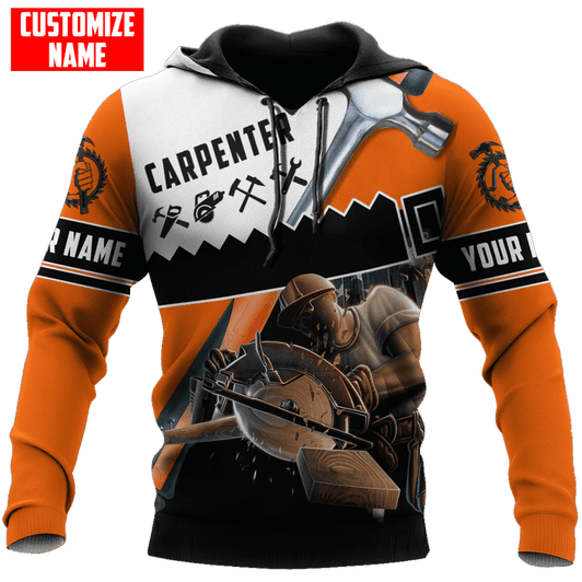 FUNSTUFFPRINT  Personalized Carpenter Orange Tool 3D Hoodie and Zip Hoodie
