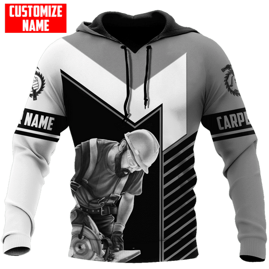 FUNSTUFFPRINT  Personalized Carpenter Grey 3D Hoodie and Zip Hoodie