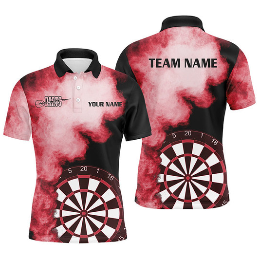 Personalized Red Flame Mens Darts Polo Shirts Custom Dart Jerseys For Men Dart Team Shirts