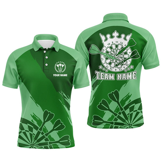 Personalized Green Men Darts Polo Shirt Custom Cool Darts Shirt For Men Darts Jersey