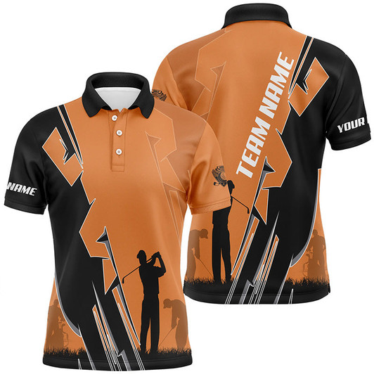 Custom Mens golf polo shirts custom orange and black golf tops for men, best golf gifts