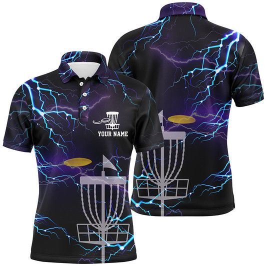 Custom Lightning Mens Golf Polo Shirts, Custom Golf Shirts Disc Golf Shirts For Mens, Best Golf Gifts