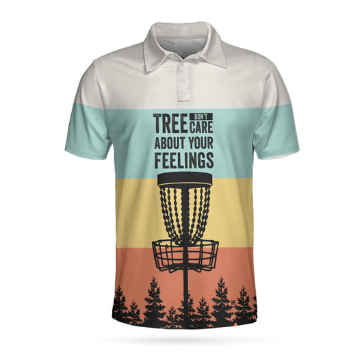Tree Don't Care About Your Feelings Polo Shirt, Vintage Palette Pine Silhouette Polo Shirt, Best Disc Golf Shirt - Perfect Gift For Men