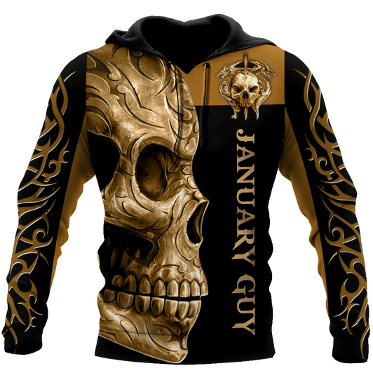 FUNSTUFFPRINT January Guy Skull 3D Hoodie and Zip Hoodie