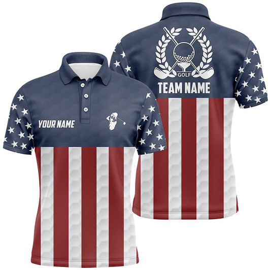 Custom Mens golf polo shirts American flag custom patriotic team mens golf shirt, golfing gifts | Navy