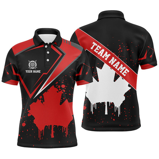 Personalized Archery Canada Leaf Vintage Style Men Polo Shirts Custom Canada Archery Shirts