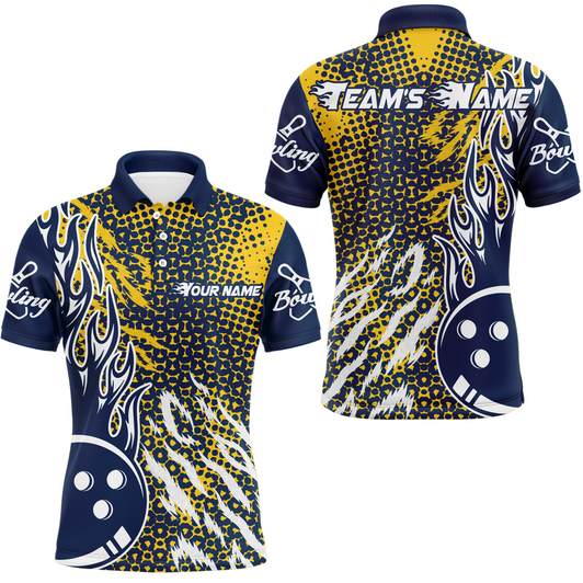 Personalized 3D Men's Bowling Team Jersey Bowling Shirt American Bowling Polo Shirt
