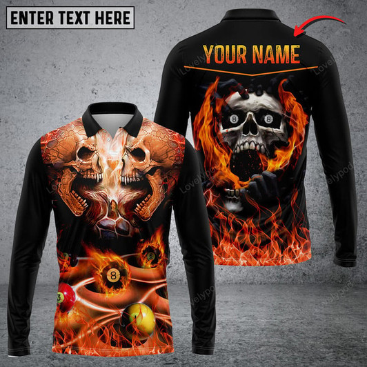 FUNSTUFFPRINT Personalized Name Long Sleeve Billiard Hustler Long sleeve Shirt, Billiard shirt for Men and women-SLSPS-10151
