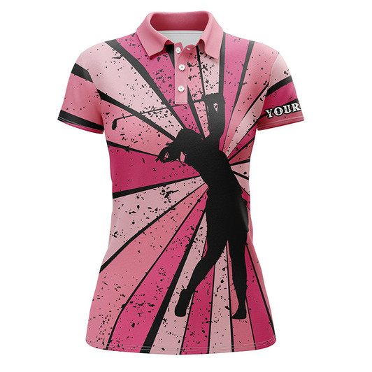 Custom Vintage Pink Womens Golf Polo Shirt Custom Golf Tops For Women, Team Golf Shirts Ladies Gift For Mom