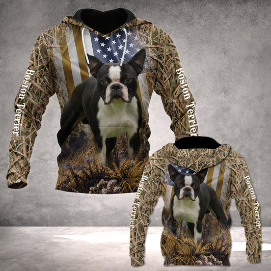 FUNSTUFFPRINT Gift For Dog Lover Boston Terrier ALL OVER 3D Hoodie and Zip Hoodie