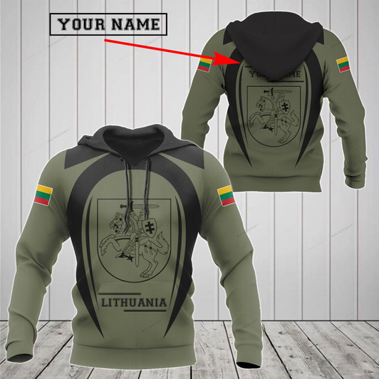FUNSTUFFPRINT Customize Lithuania Black Coat Of Arms 3D Hoodie and Zip Hoodie