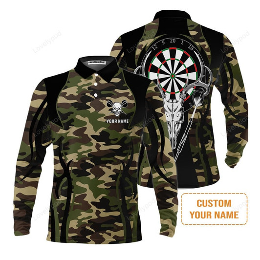 FUNSTUFFPRINT Custom Golf Long Sleeve Men Polo Shirt - Christmas Plaid Green And White Argyle Pattern