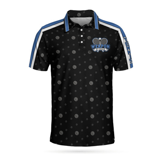 Tennis Polo Shirt, Weapon Of Choice Hard Version Short Sleeve Polo Shirt, Black Tennis Pattern Polo Shirt - Best Tennis Shirt For Men, Tennis Players