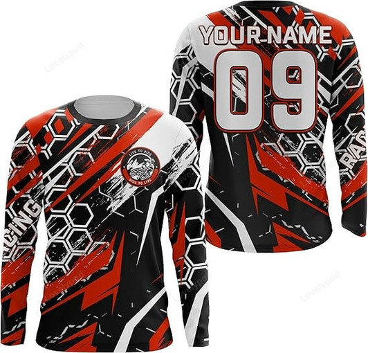 FUNSTUFFPRINT Custom Motocross Racing Adult&Kid UPF30+ Biker Live to Ride Off-Road MX Shirt 3D LONG SLEEVE SHIRT