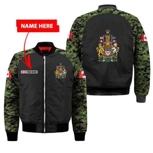 FUNSTUFFPRINT Personalized Name Canada Coat of Arms D All Bomber Jacket 3D Bomber Jacket S3BJ-10005