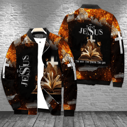 FUNSTUFFPRINT The way the truth the life Jesus Christ Bomber Jacket 3D Bomber Jacket S3BJ-10014