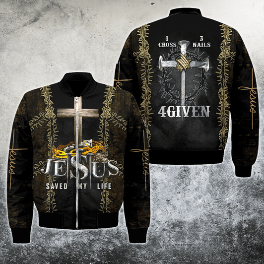 FUNSTUFFPRINT Cross Nails Given Jesus Christ Bomber Jacket 3D Bomber Jacket S3BJ-10015
