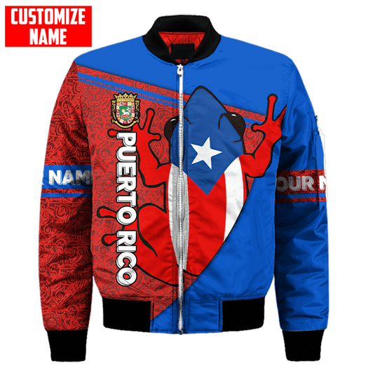 FUNSTUFFPRINT Customize Name Puerto Rico Bomber Jacket For Men And Women 3D Bomber Jacket S3BJ-10018