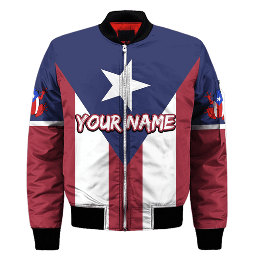FUNSTUFFPRINT Customize Name Puerto Rico Bomber Jacket For Men And Women 3D Bomber Jacket S3BJ-10026