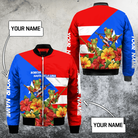 FUNSTUFFPRINT Customize Name Puerto Rico Bomber Jacket For Men And Women MH.S 3D Bomber Jacket S3BJ-10030