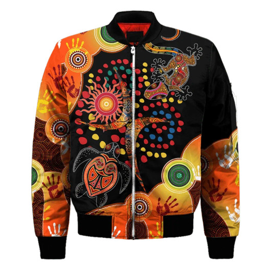 FUNSTUFFPRINT Aboriginal Naidoc Week 2021 Turtle Lizard Bomber Jacket 3D Bomber Jacket