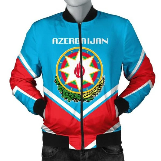 FUNSTUFFPRINT Azerbaijan Coat Of Arms Men Bomber Jacket Lucian Style J5W Bomber Jacket 3D Bomber Jacket