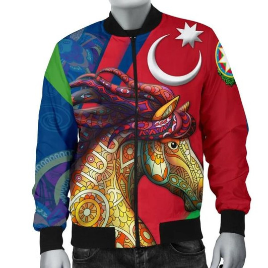FUNSTUFFPRINT Azerbaijan Pride and Heritage Men’s Bomber Jacket – Happy Independence Day – BN21 Bomber Jacket 3D Bomber Jacket