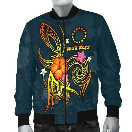 FUNSTUFFPRINT Bomber Jacket Cook Islands Polynesian Personalised – Legend of Cook Islands (Blue) 3D Bomber Jacket