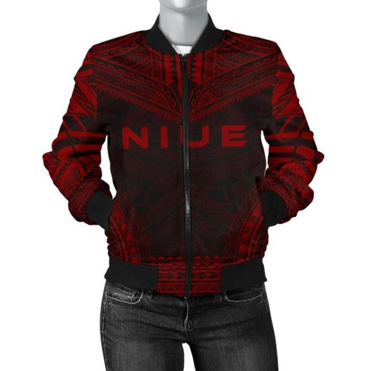 FUNSTUFFPRINT Bomber Jacket Niue Polynesian Chief – Red Version 3D Bomber Jacket
