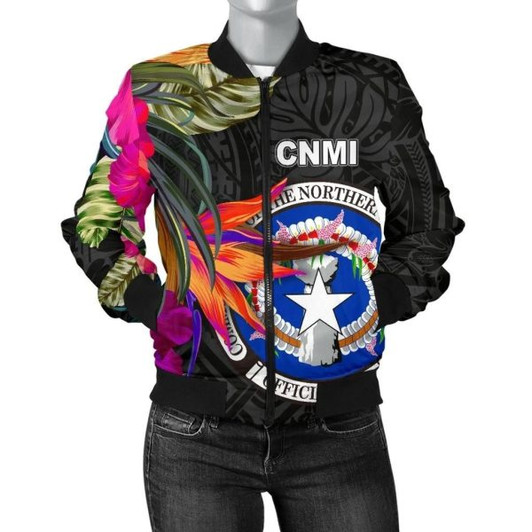 FUNSTUFFPRINT Bomber Jacket Northern Mariana Islands – Saipan Hibiscus Polynesian Pattern 3D Bomber Jacket