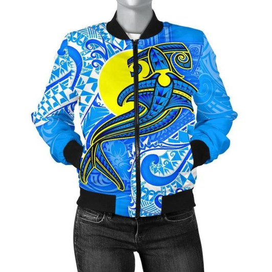 FUNSTUFFPRINT Bomber Jacket Palau Polynesian – Palau Flag with Polynesian Tattoo 3D Bomber Jacket