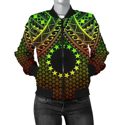 FUNSTUFFPRINT Bomber Jacket Polynesian Cook Islands Personalised – Reggae Vintage Polynesian Patterns 3D Bomber Jacket