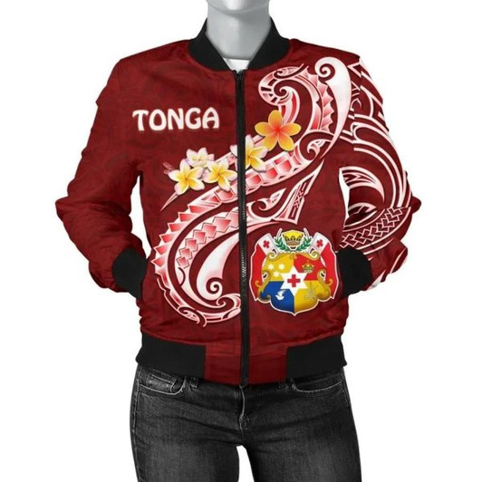 FUNSTUFFPRINT Bomber Jacket Tonga – Tonga Coat Of Arms With Polynesian Patterns 3D Bomber Jacket