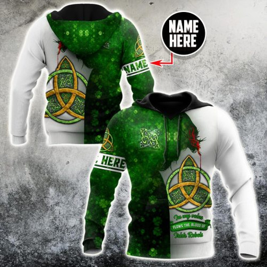 FUNSTUFFPRINT Custom Name Irish St.Patrick 3D All Over Hoodie Jesus Irish Rebel In My Vain  3D Hoodie and Zip Hoodie