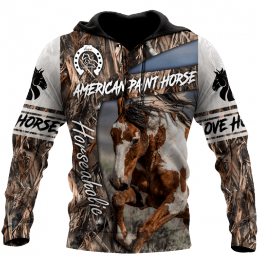 FUNSTUFFPRINT American Paint Horse Horseaholic  3D Hoodie and Zip Hoodie