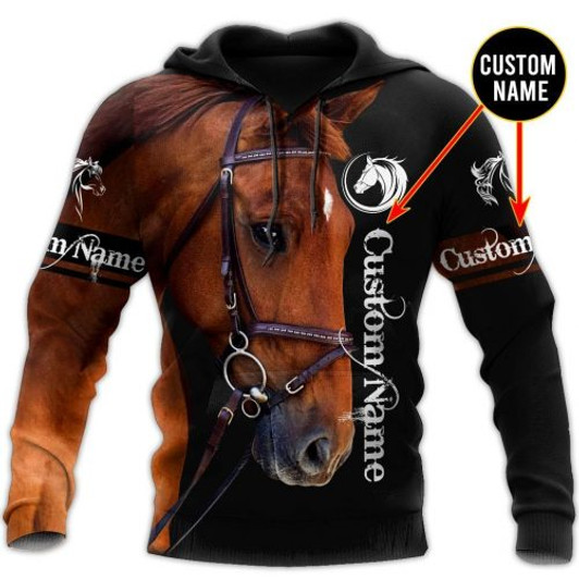 FUNSTUFFPRINT   Custom Name 3D All Over Printed Horse Hoodie Black 3D Hoodie and Zip Hoodie