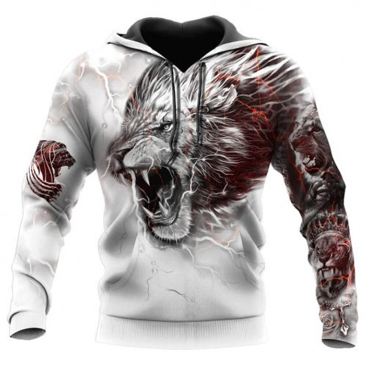 FUNSTUFFPRINT Lion Viking 3D All Over Printed Hoodie   3D Hoodie and Zip Hoodie
